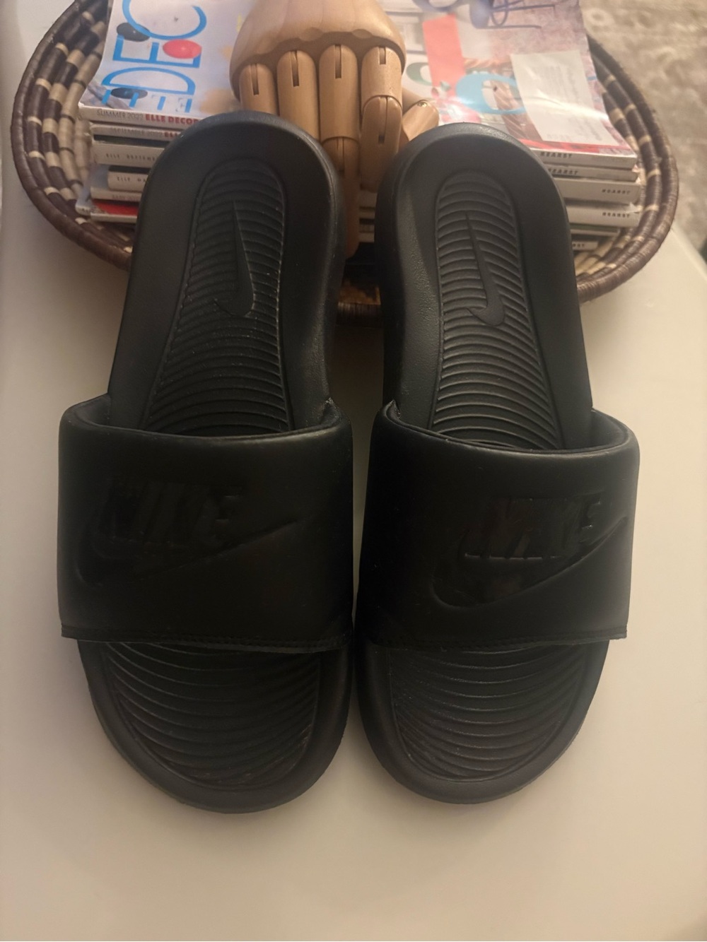 Nike Black Men's Slide Sandals with Embossed Logo
